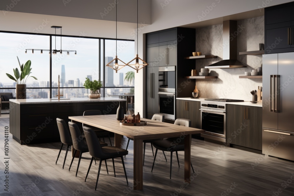Modern composition of a kitchen space Modern composition of a kitchen space