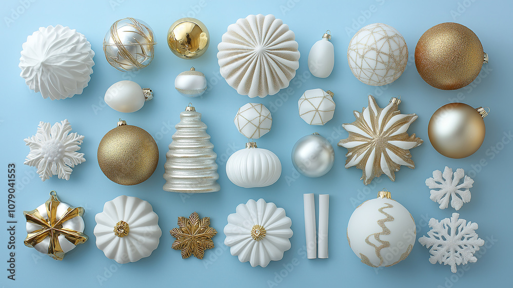 Christmas and New Year greeting card with blue background and golden ornaments Christmas and New Year greeting card with blue background and golden ornaments