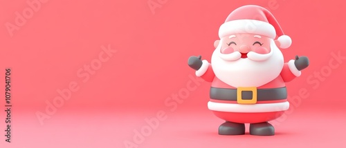 A cartoonish santa standing on a red background