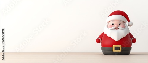 A red santa standing on a wooden table