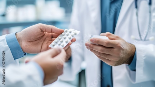 Doctor Holding Pills and Prescription in Clinic