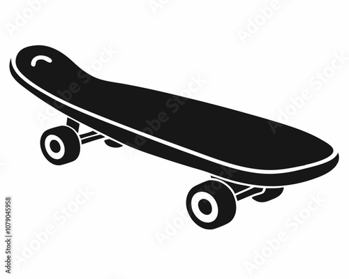 Skateboard icon silhouette vector, skateboard sport illustration, vector skateboard silhouette isolated on white bacground, longboard, extreme sports,three-dimensional board, skater icon sport.