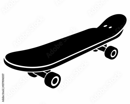 Skateboard icon silhouette vector, skateboard sport illustration, vector skateboard silhouette isolated on white bacground, longboard, extreme sports,three-dimensional board, skater icon sport.