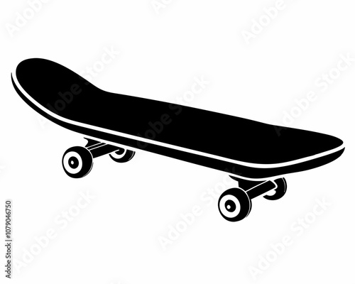 Skateboard icon silhouette vector, skateboard sport illustration, vector skateboard silhouette isolated on white bacground, longboard, extreme sports,three-dimensional board, skater icon sport.