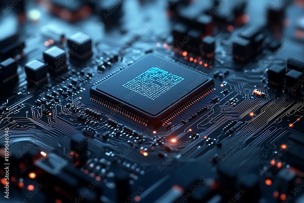 Fototapeta premium Electronic components, integrated circuit boards, electronic devices 