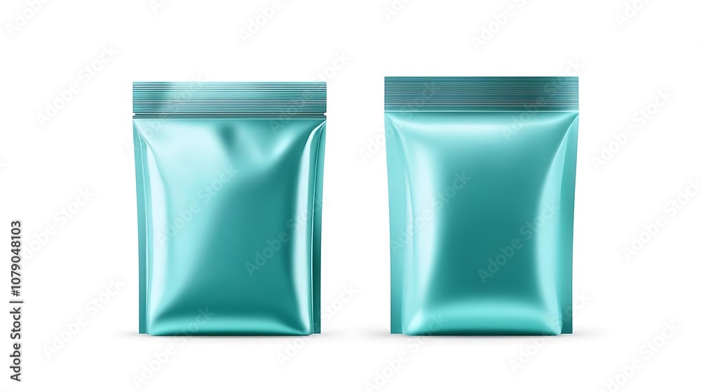 Teal Foil Packaging Mockup Front and Back View Teal Foil Packaging Mockup Front and Back View