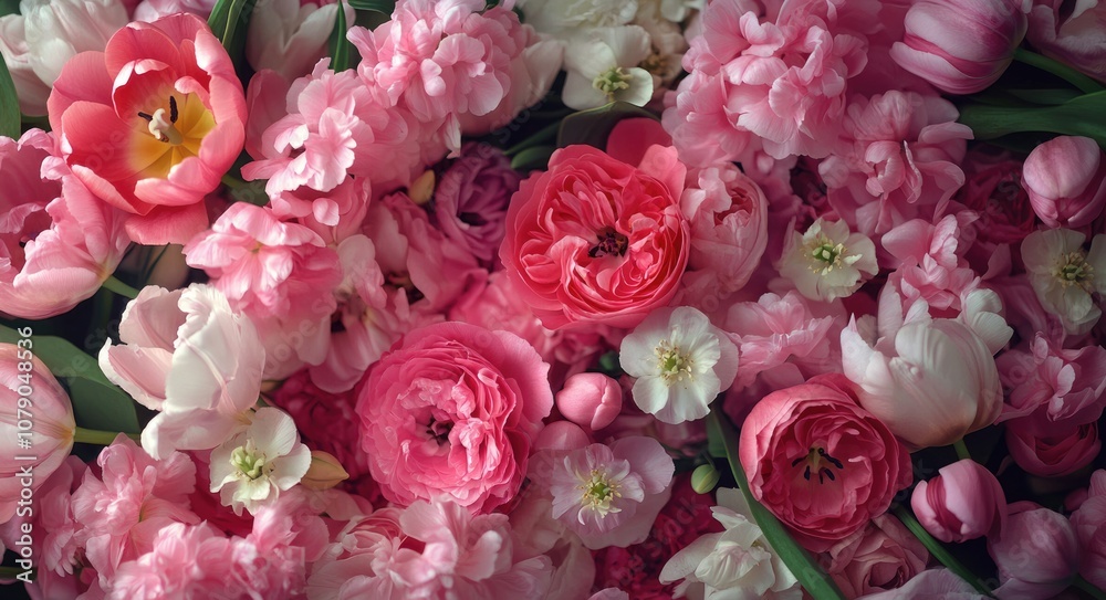 Floral Beauty: Pink Rose and Tulip Bouquet for Valentine's Day Floral Beauty: Pink Rose and Tulip Bouquet for Valentine's Day