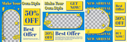 Social Media Post Template Vintage Fashion Design 90s