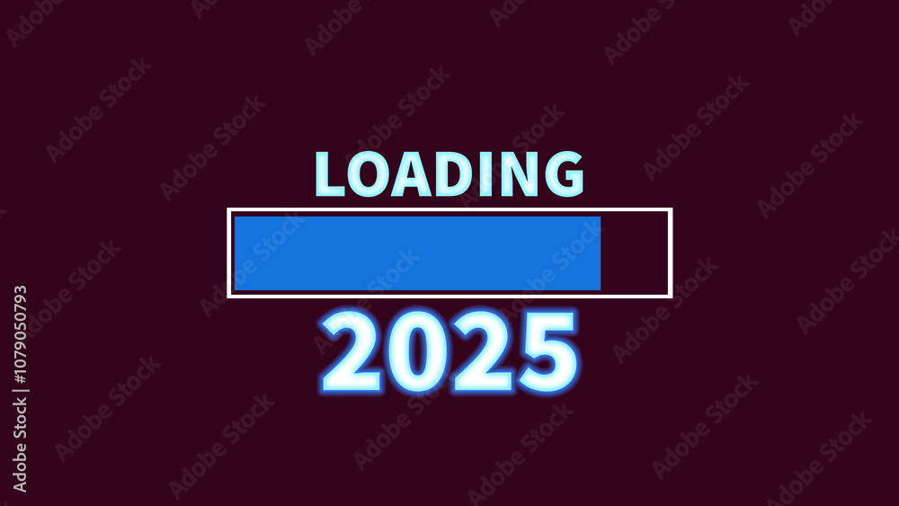 New year 2025 progress bar glowing. Concept of new year, annual plan, Happy new year New year 2025 progress bar glowing. Concept of new year, annual plan, Happy new year