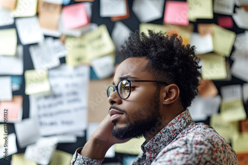 Employee looking at a to-do list with a long list of tasks, appearing overwhelmed photo