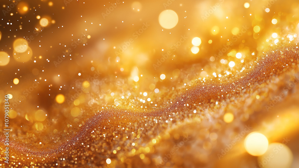 Glowing golden champagne and sparkling decorations to welcome the New Year in a festive setting Glowing golden champagne and sparkling decorations to welcome the New Year in a festive setting