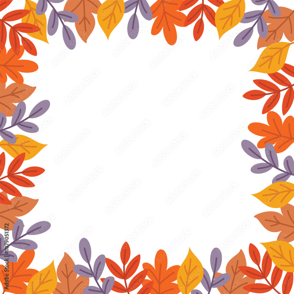 Autumn leaves square frame. Web banner template. Empty fall season design for banner or postcard. Flat style vector illustration Autumn leaves square frame. Web banner template. Empty fall season design for banner or postcard. Flat style vector illustration