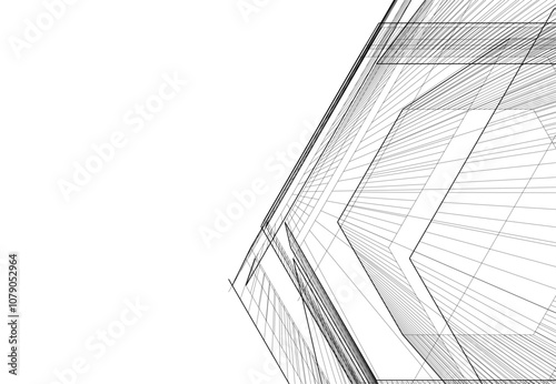 abstract architecture building vector drawing