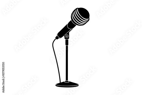  Microphone with a support on a white background