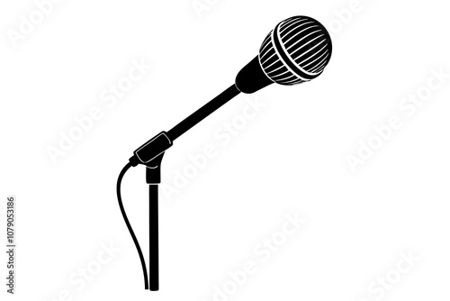  Microphone with a support on a white background