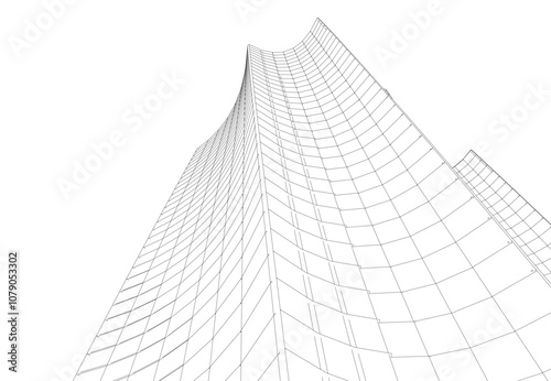 abstract architecture building vector drawing