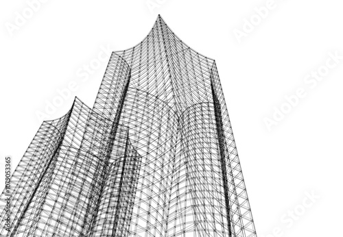 abstract architecture building vector drawing