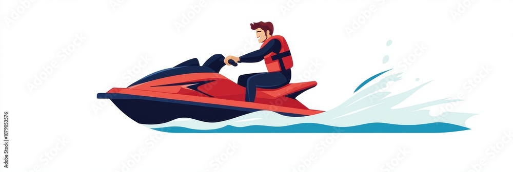 Artistic illustration of jetski in water. Flat vector. Summer tropical sports. Artistic illustration of jetski in water. Flat vector. Summer tropical sports.