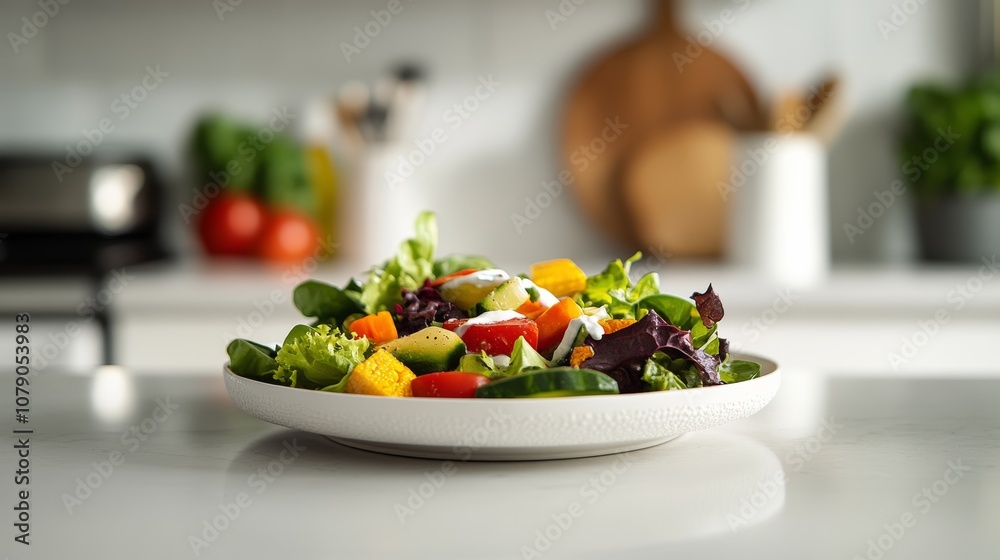 Close-Up of Fresh Salad with Colorful Vegetables