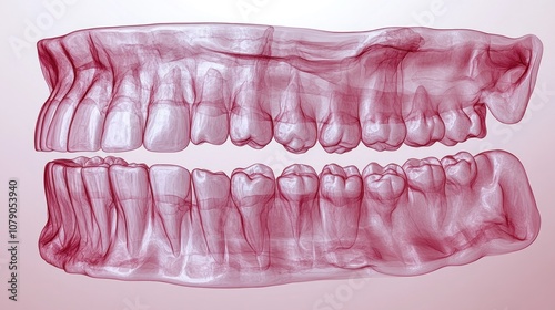 3D render of dental arches showcasing teeth structure.