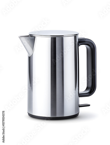 Stainless electric kettle isolated on white background photo