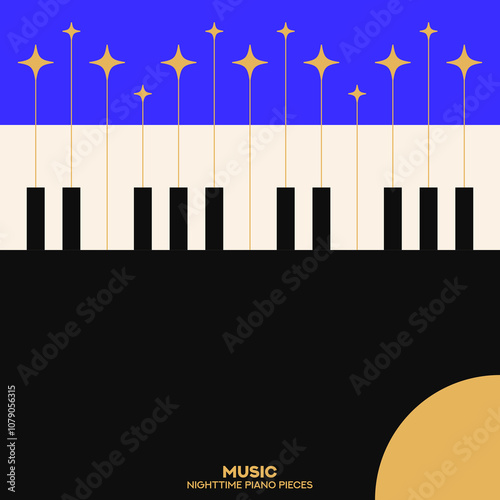 Piano. Musical poster for your design. Music elements design for card, invitation, flyer. Music background vector illustration. Music piano keyboard.