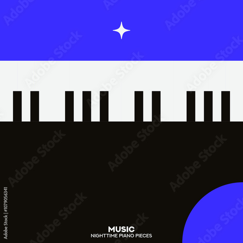 Piano. Musical poster for your design. Music elements design for card, invitation, flyer. Music background vector illustration. Music piano keyboard.