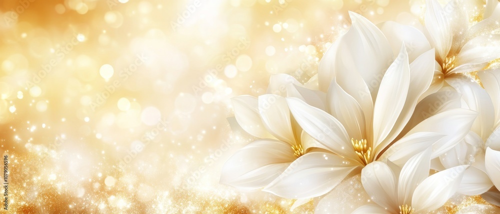 Fototapeta premium A white flower with a yellow background
