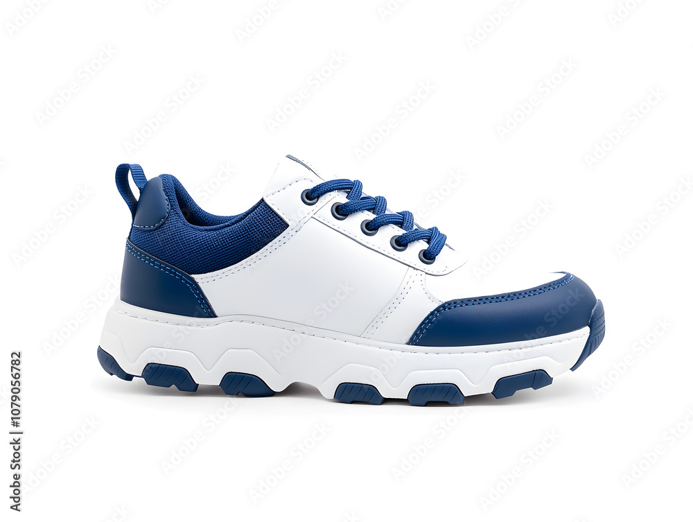Stylish platform white sneakers mock up isolated on white background Stylish platform white sneakers mock up isolated on white background