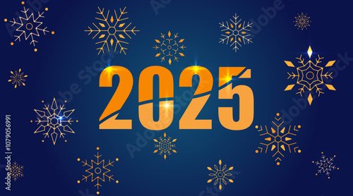 Creative abstract vector illustration of Happy New Year with sparkling golden numbers on a dark background. Luxury