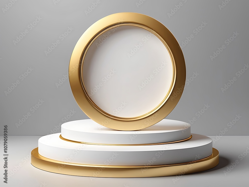3d luxury gold podium with frame for Abstract round display for product on website Pro Vector 3d luxury gold podium with frame for Abstract round display for product on website Pro Vector