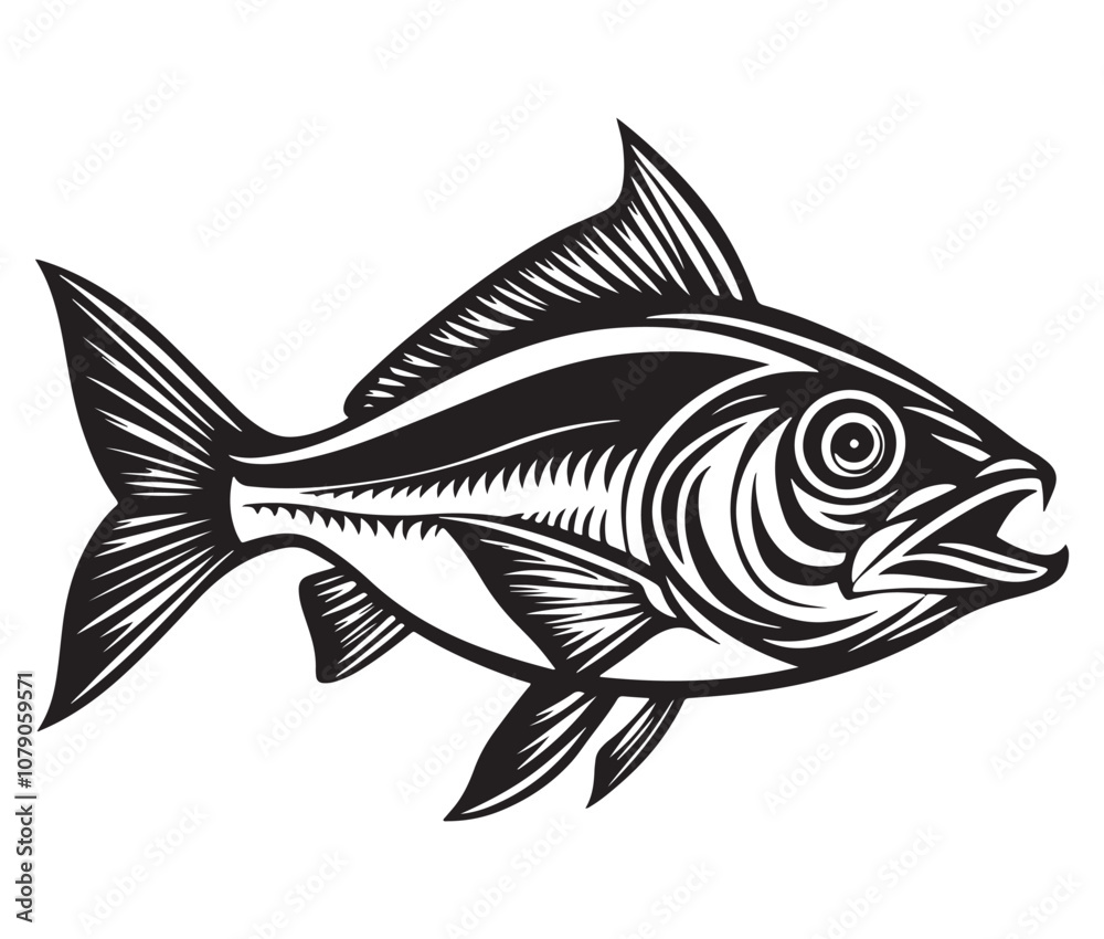 Sea cod fish on a white background, Tuna fish silhouette vector illustration, Sea fish silhouette icon Sea cod fish on a white background, Tuna fish silhouette vector illustration, Sea fish silhouette icon
