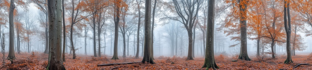 Mystical Foggy Forest with Towering Trees Mystical Foggy Forest with Towering Trees