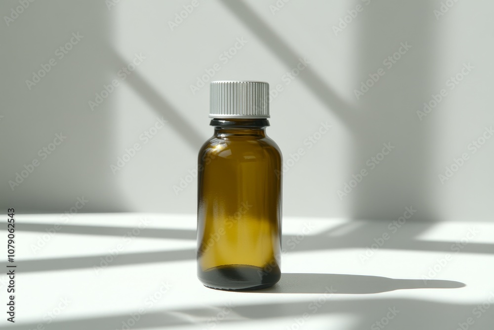 Amber Glass Bottle on Surface Amber Glass Bottle on Surface