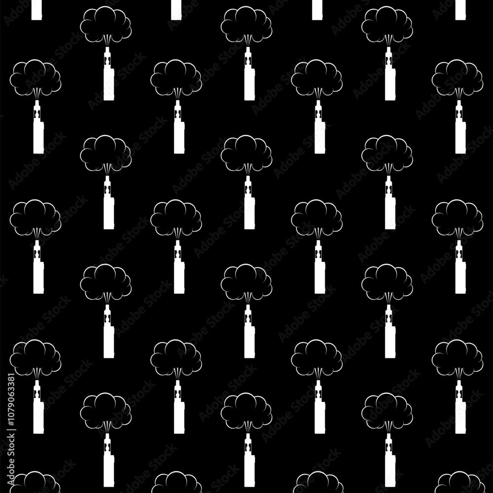 Vape mod device icon isolated seamless pattern on black background Vape mod device icon isolated seamless pattern on black background