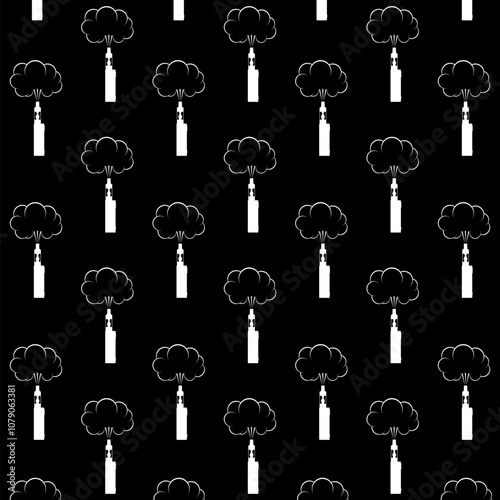 Vape mod device icon isolated seamless pattern on black background