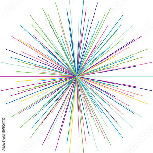 straight lines radiating from a single center that looks like a stylized firework explosion