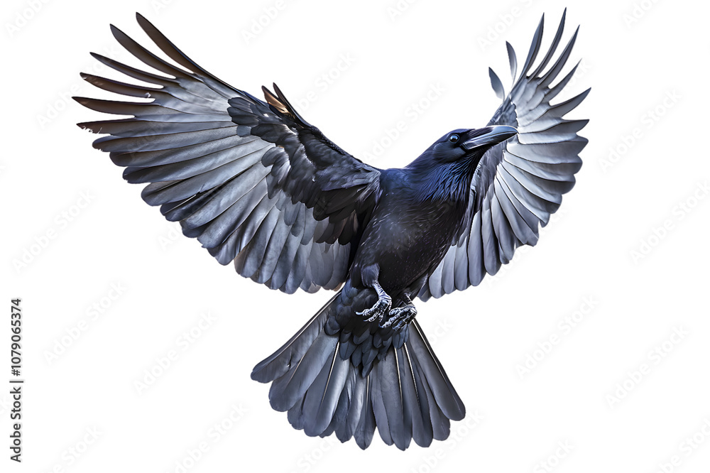 Obraz premium Black crow isolated on transparent background