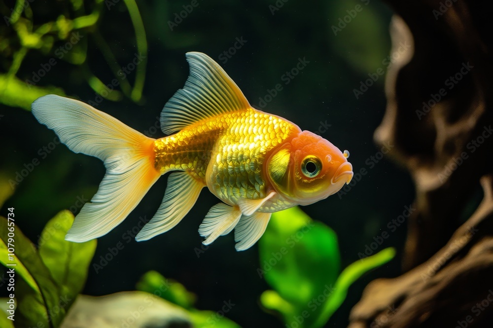 Golden Fish in Aquatic Environment Golden Fish in Aquatic Environment