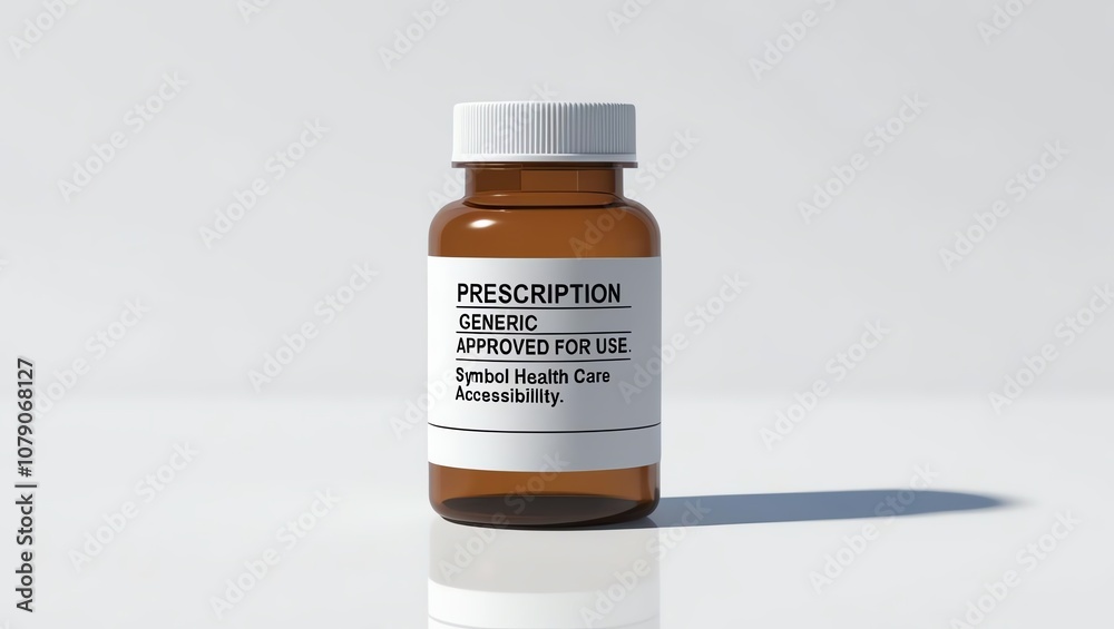 Prescription bottle on white background, symbolizing healthcare, accessibility, and the importance of medications in modern life. on a white background