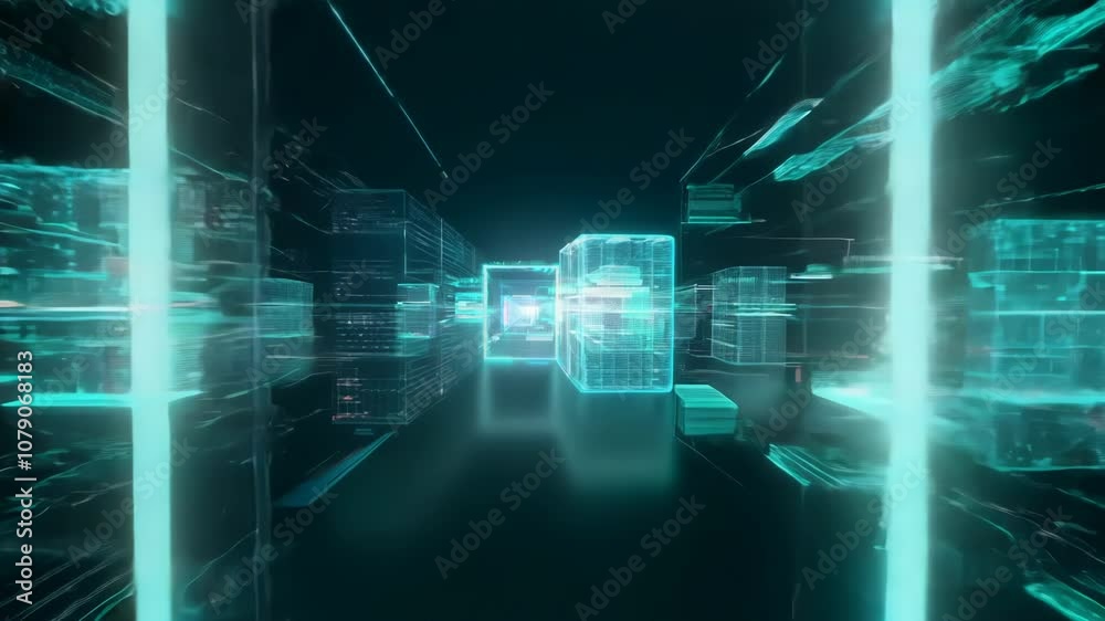 Virtual data center corridor with cloud servers providing compute power