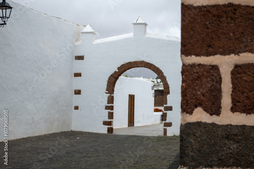 Main door of the Parish of Our Lady of Guadalupe of Teguise in Lazarote in the Canary Islands, Spain. photo