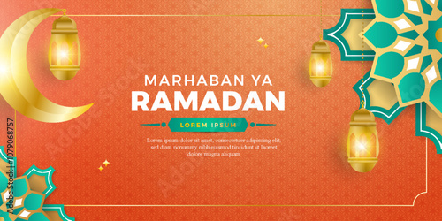 Realistic ramadan background for banner or social media post