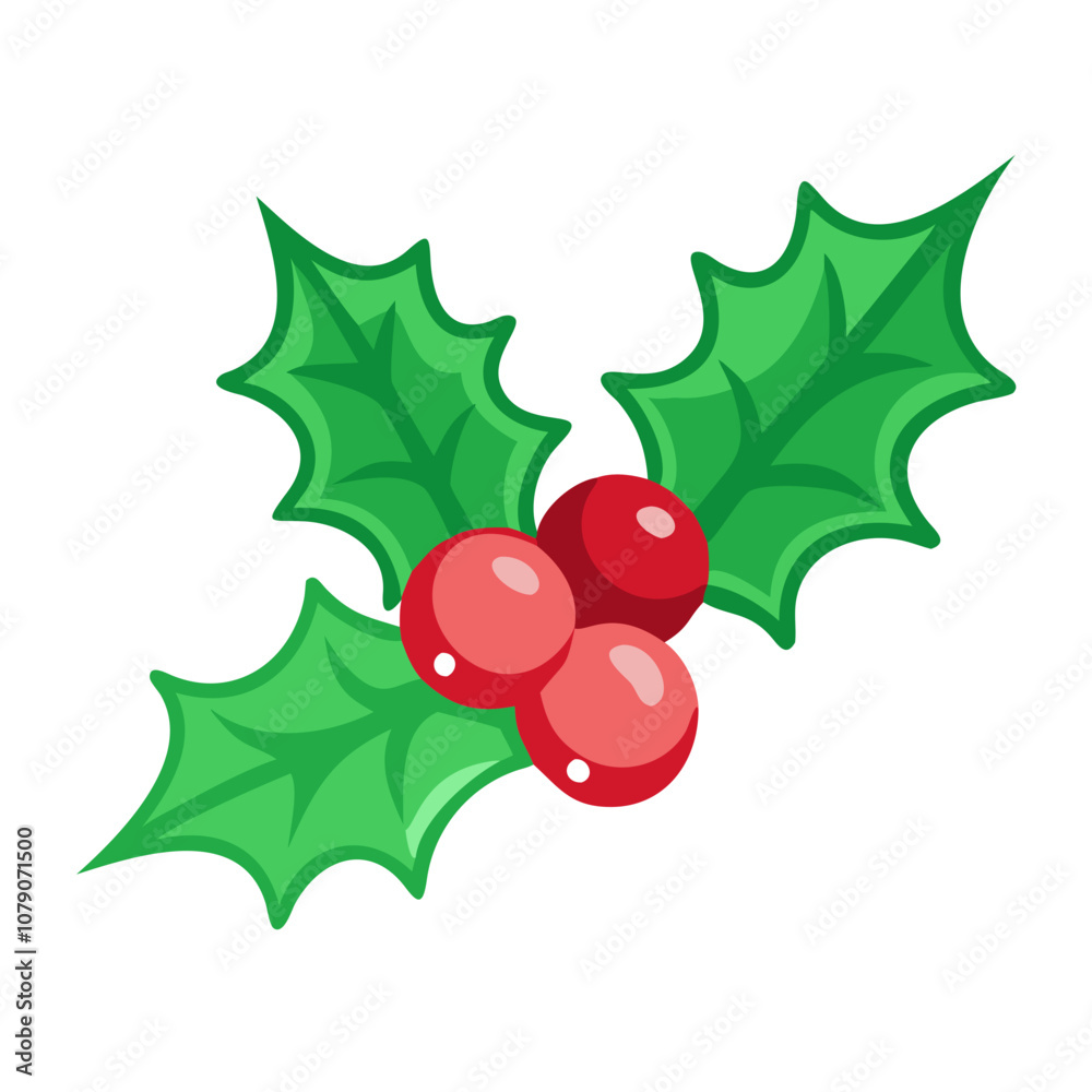 Icon of holly with distinct red berries and green leaves, ideal for winter themes. Icon of holly with distinct red berries and green leaves, ideal for winter themes.