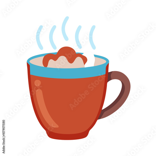 Icon of a steaming hot cocoa mug, perfect for winter themes.