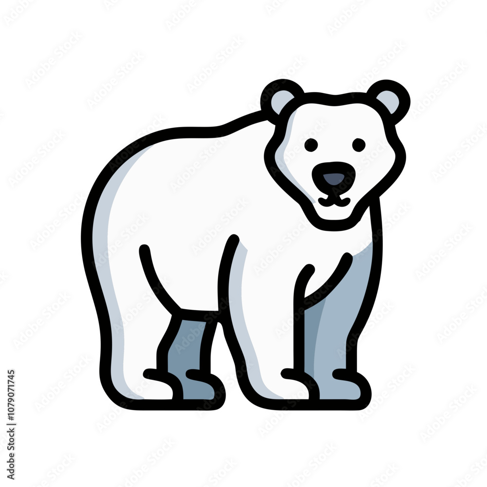 Icon of a cute polar bear, ideal for cold-weather and wildlife designs. Icon of a cute polar bear, ideal for cold-weather and wildlife designs.