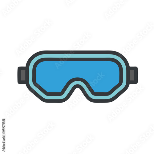 Icon of ski goggles with blue lenses, ideal for winter sports designs.