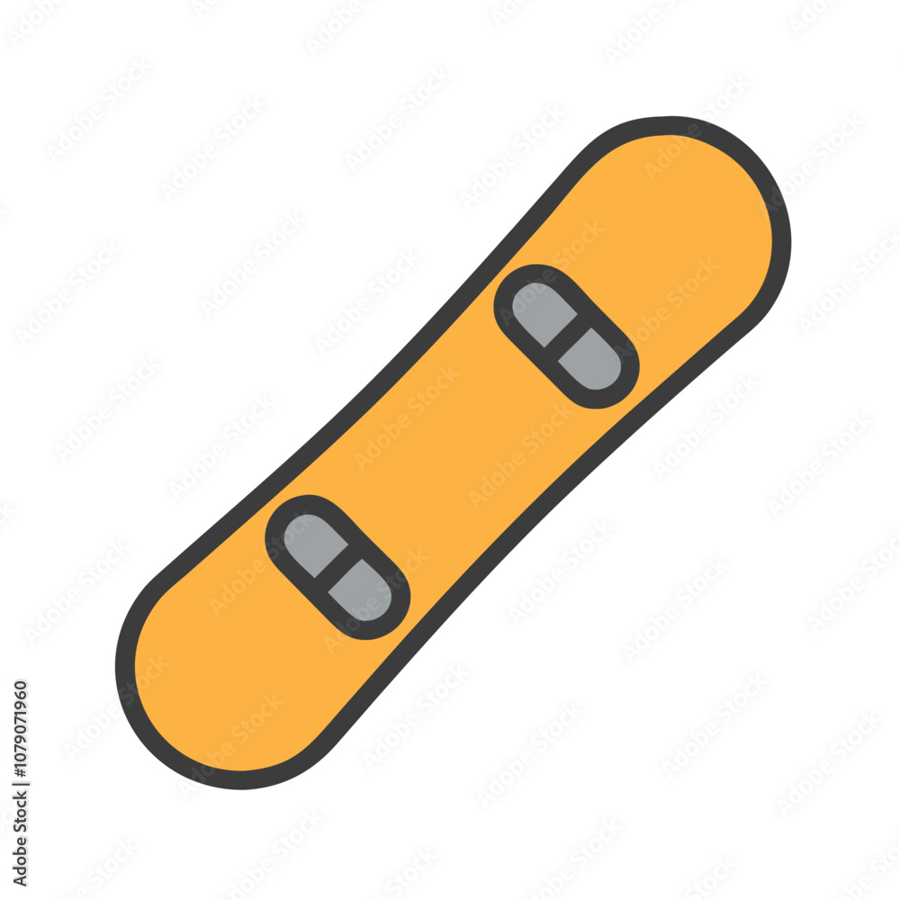 Icon of a yellow snowboard, ideal for winter sports themes. Icon of a yellow snowboard, ideal for winter sports themes.