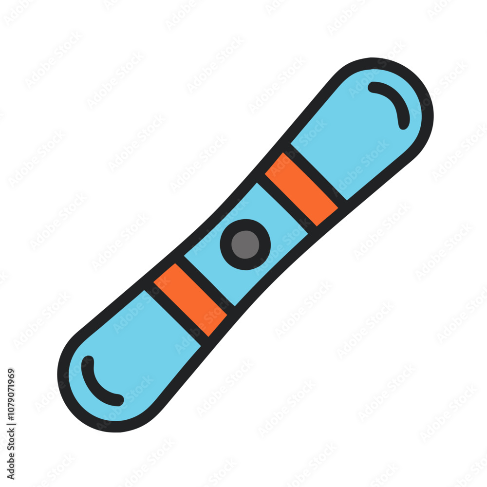Icon of a blue snowboard, representing winter sports. Icon of a blue snowboard, representing winter sports.