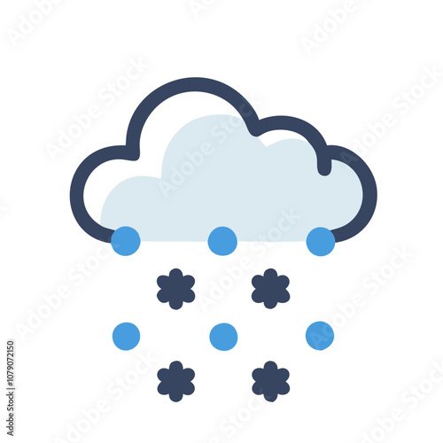 Icon of a cloud dropping snowflakes, ideal for winter weather themes.